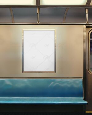 Mockup Anúncio Painel Vagão Metrô - Mockup PSD Mockups de Publicidade Editável
