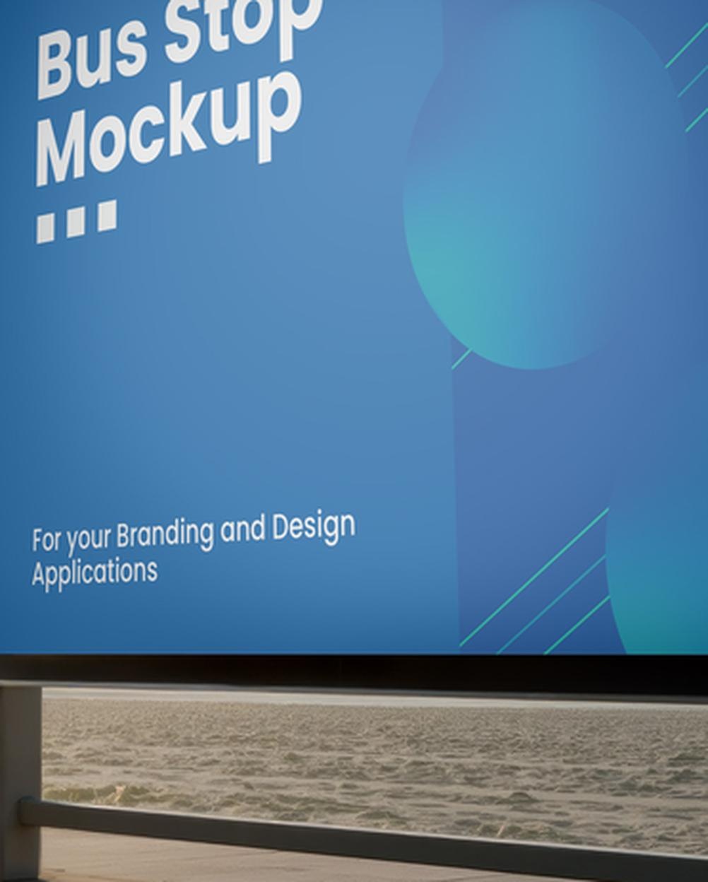 Mockup Anúncio Ponto Ônibus Praia - Detalhe Realista Mockups de Publicidade Mockup Profissional Mockup Anúncio Ponto Ônibus Praia - Detalhe Realista Mockups de Publicidade Mockup Profissional