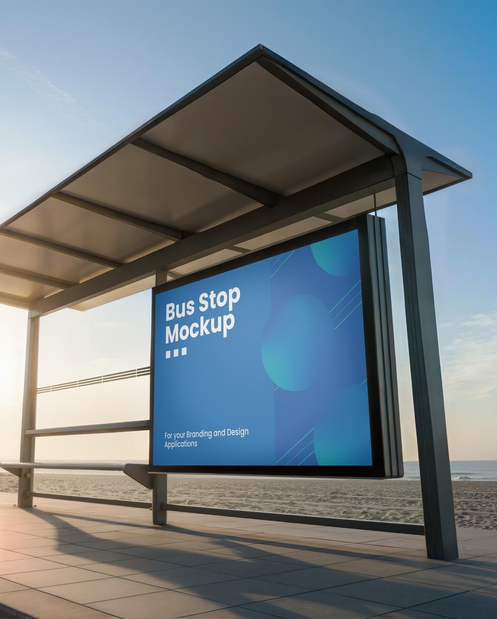 Mockup Anúncio Ponto Ônibus Praia - Vista Frontal Mockup Mockups de Publicidade para Download Mockup Anúncio Ponto Ônibus Praia - Vista Frontal Mockup Mockups de Publicidade para Download