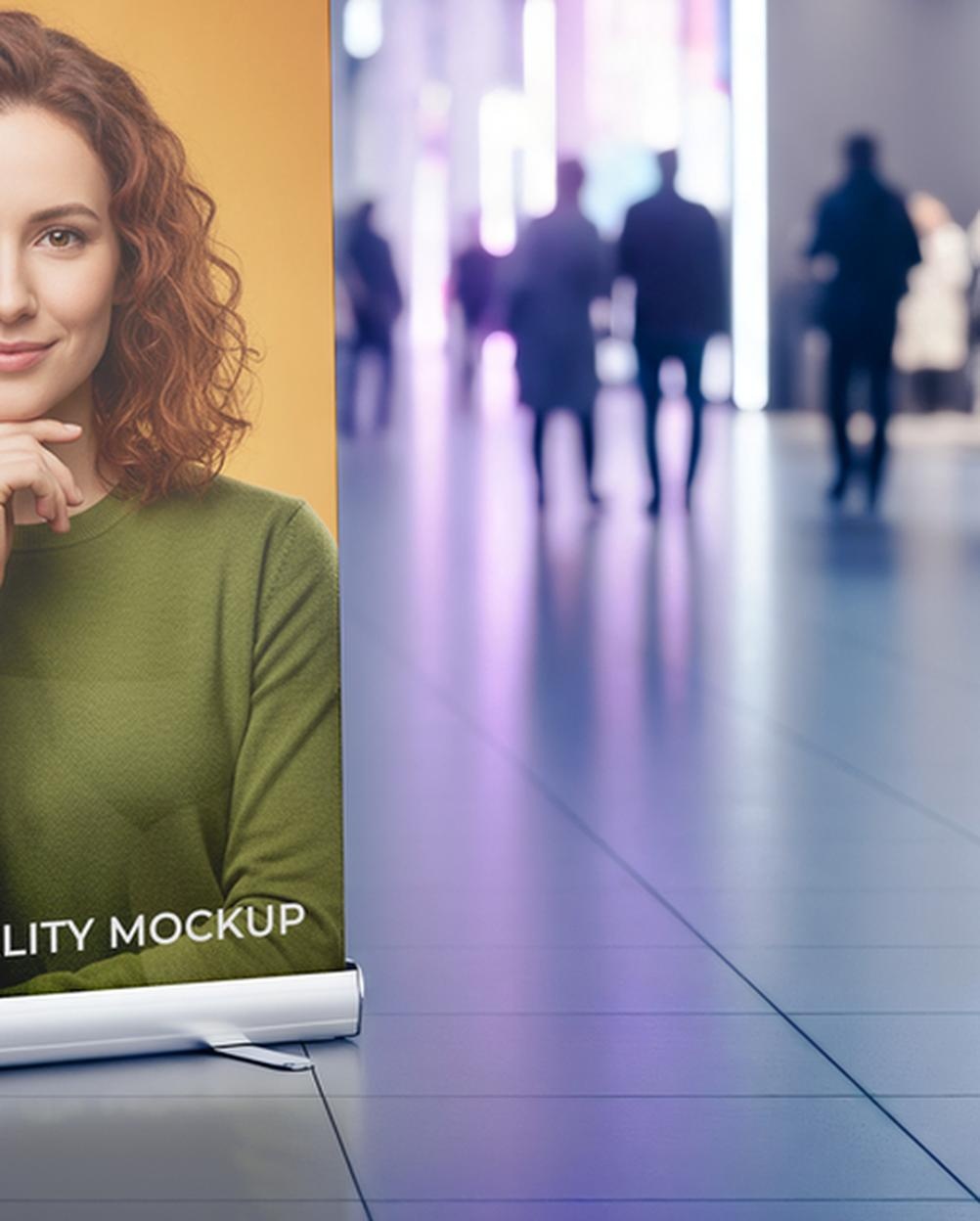 Mockup Banner Rollup Shopping Center - Perspectiva Mockup Mockups de Publicidade Download Mockup Banner Rollup Shopping Center - Perspectiva Mockup Mockups de Publicidade Download
