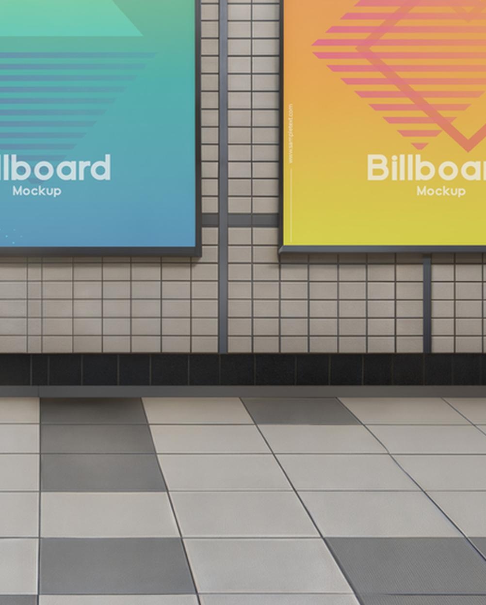 Mockup Billboard Estação Metrô Profissional - Close Up Mockups de Publicidade Mockup PSD Profissiona Mockup Billboard Estação Metrô Profissional - Close Up Mockups de Publicidade Mockup PSD Profissional