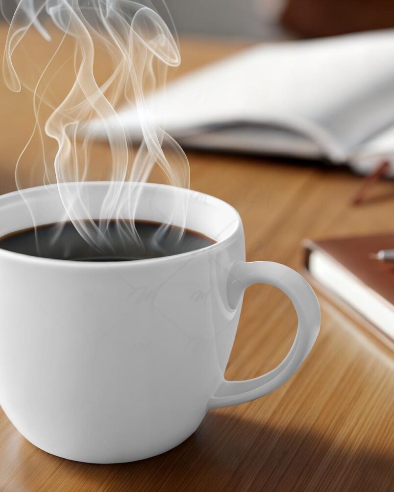 Mockup Caneca Café Mesa Escritório PSD