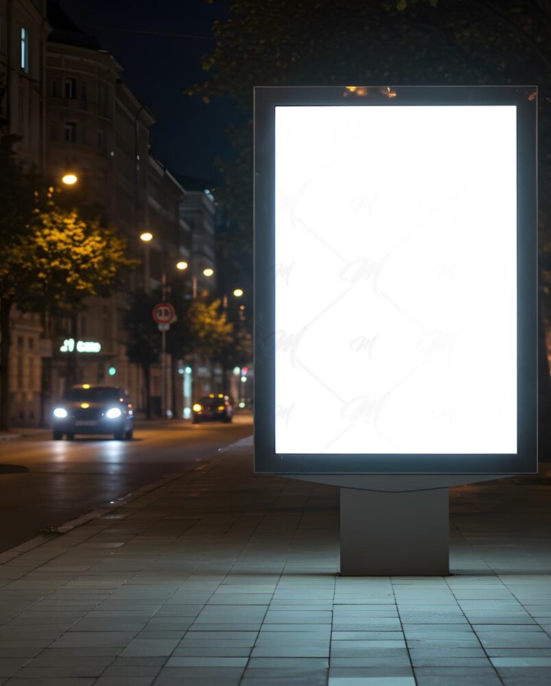 Mockup Painel Noturno Mockup Painel Publicitário Noturno Rua PSD