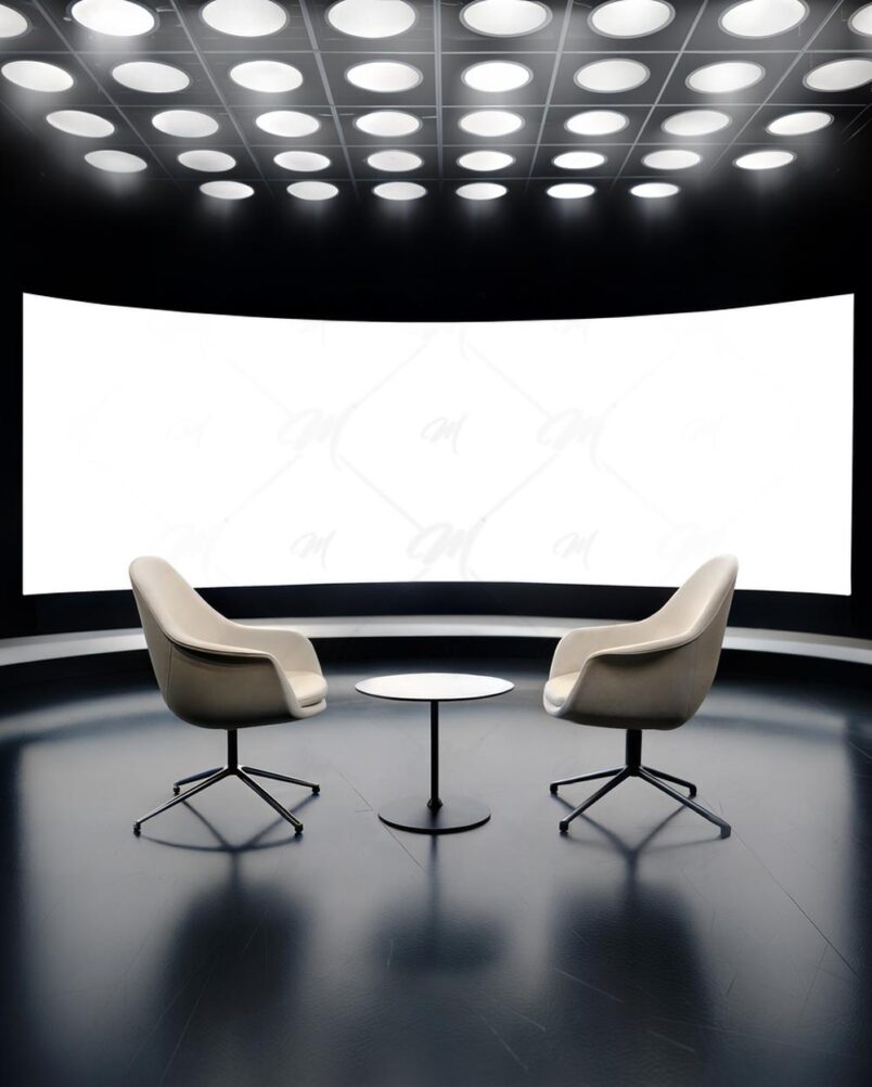 Mockup Tela Curva Estúdio Conferência PSD