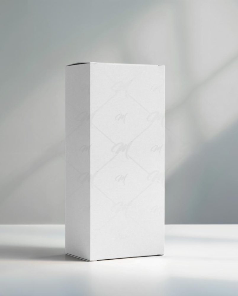 Mockup Caixa Embalagem Mesa Branca PSD